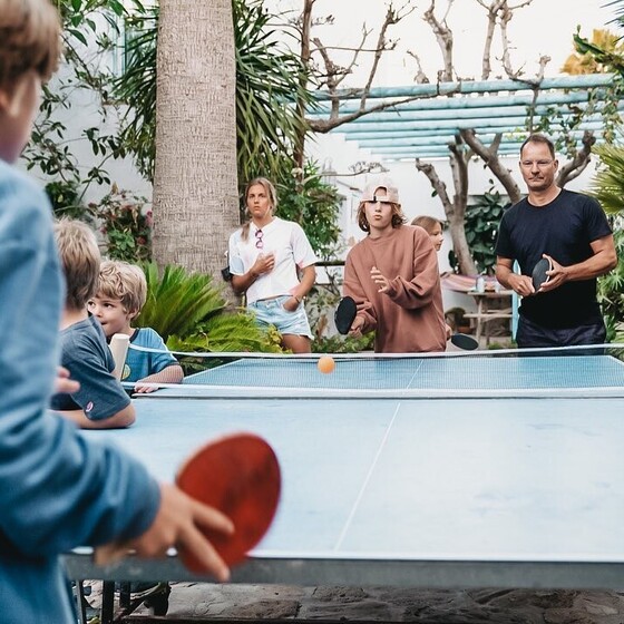 Table tennis at the El Palmar family surf camp