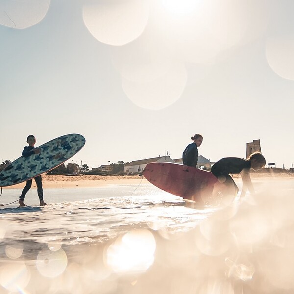 Surfing in Tarifa in the sunshine