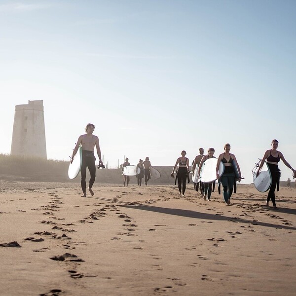 Surf course on the beach of El Palmar de Vejer