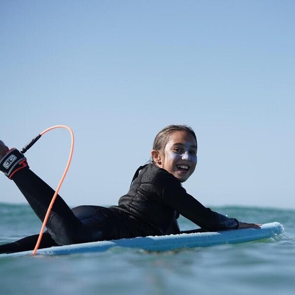 Family surf camp Spain, child surfs