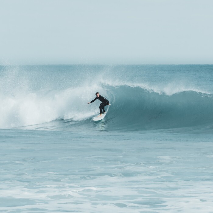 Surfers in Spain, surf students on an A-frame surf course