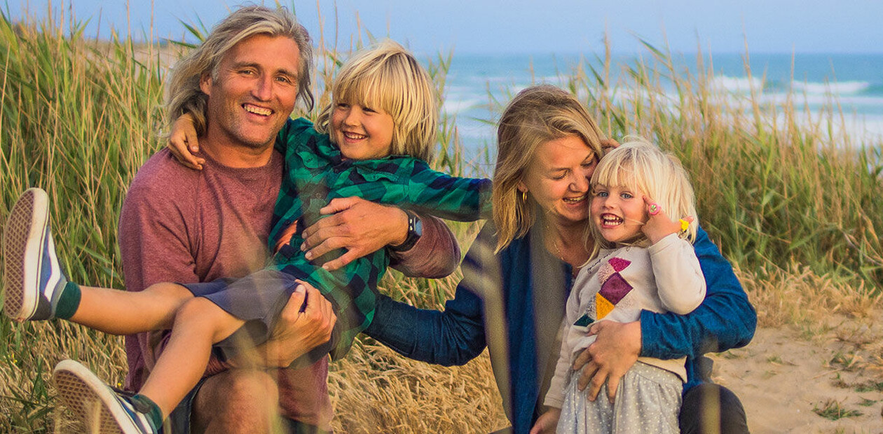 A-Frame Surfcamp founders Arne and Katrin plus their children