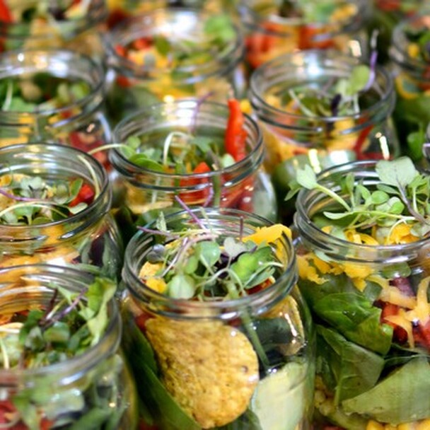 Jars of delicious food on a surfing holiday