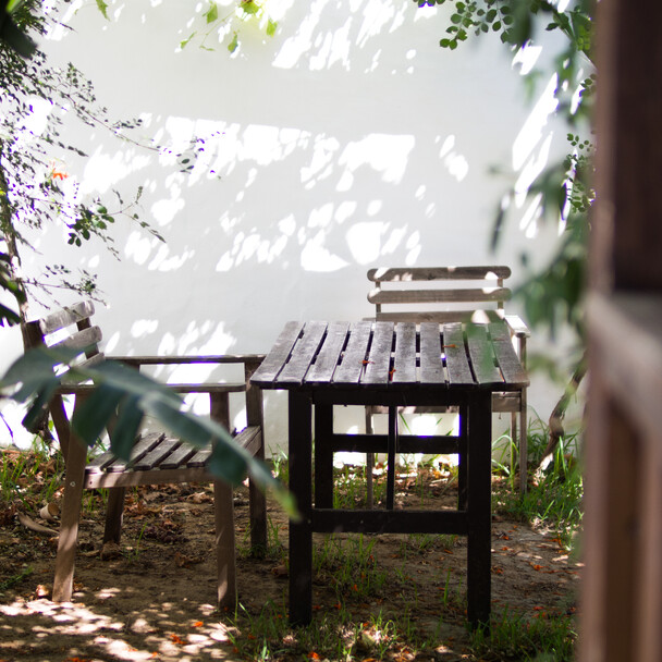 Garden furniture at Oasis Surfcamp Andalusia