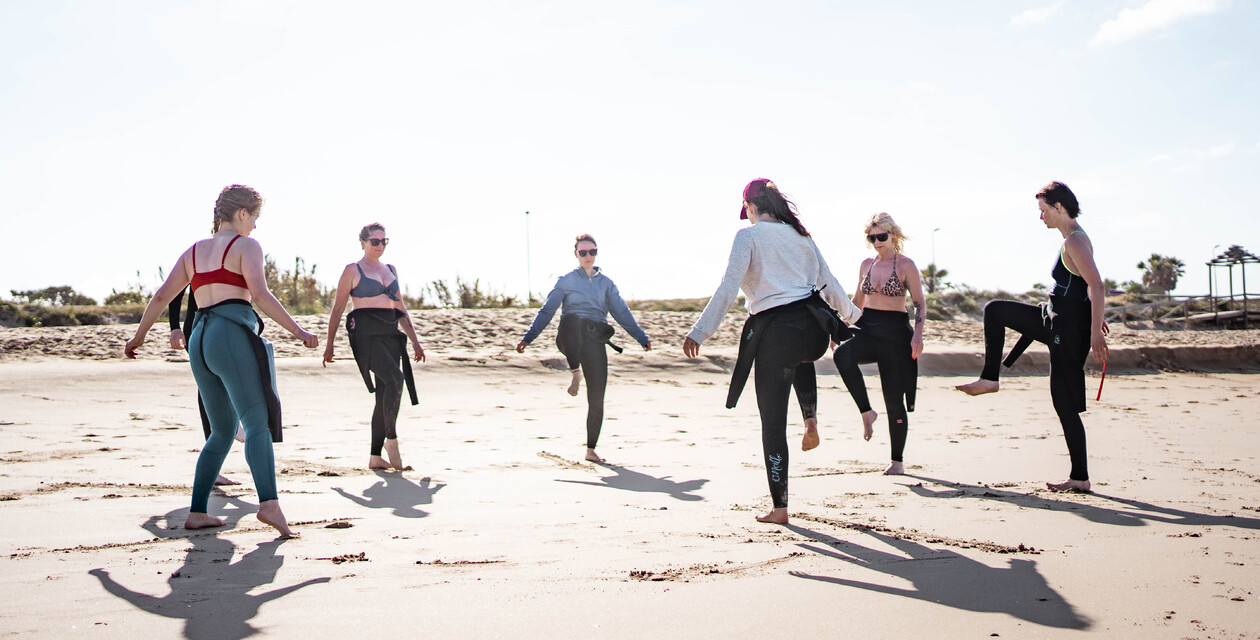 Surf camp for women on the beach of El Palmar, surf holidays