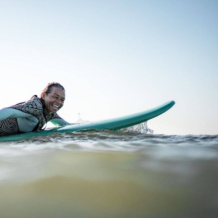 Surfing at the yoga retreat